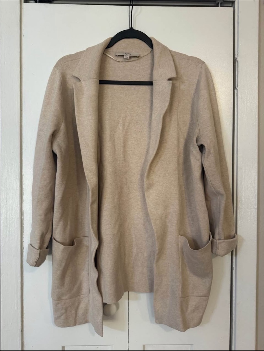 LOFT Beige Open-Front Pea Coat